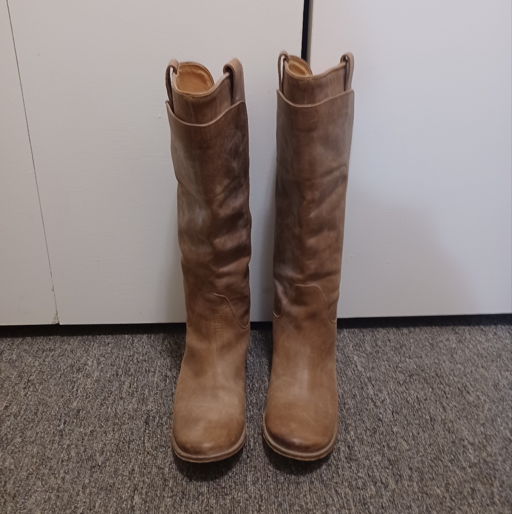 FRYE Tan Leather Tall Paige Riding Boots Size 9.5